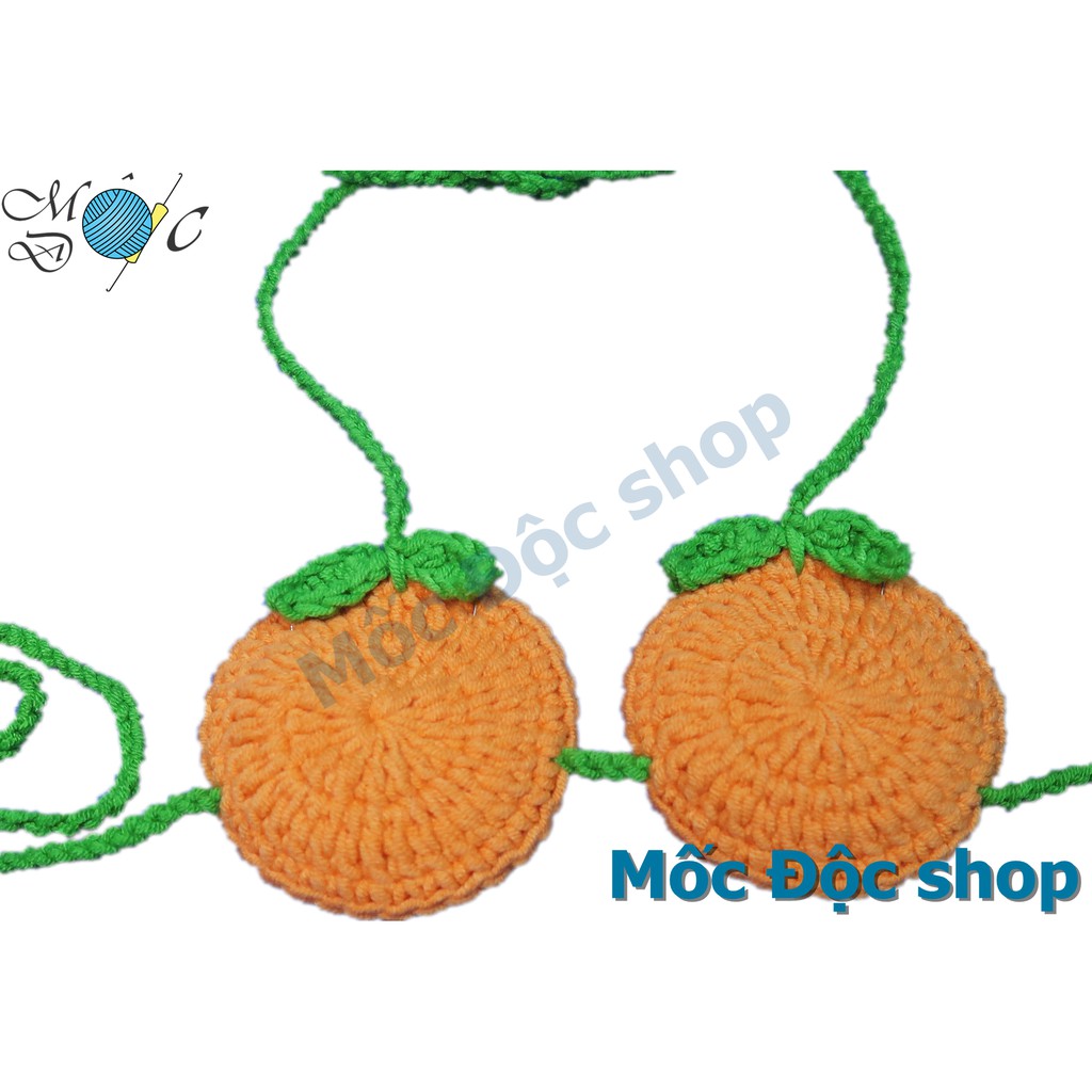 Bikini cho bé gái [kiểu trái cam, tặng kèm túi tỏi] đồ len handmade cho bé đi biển chụp hình