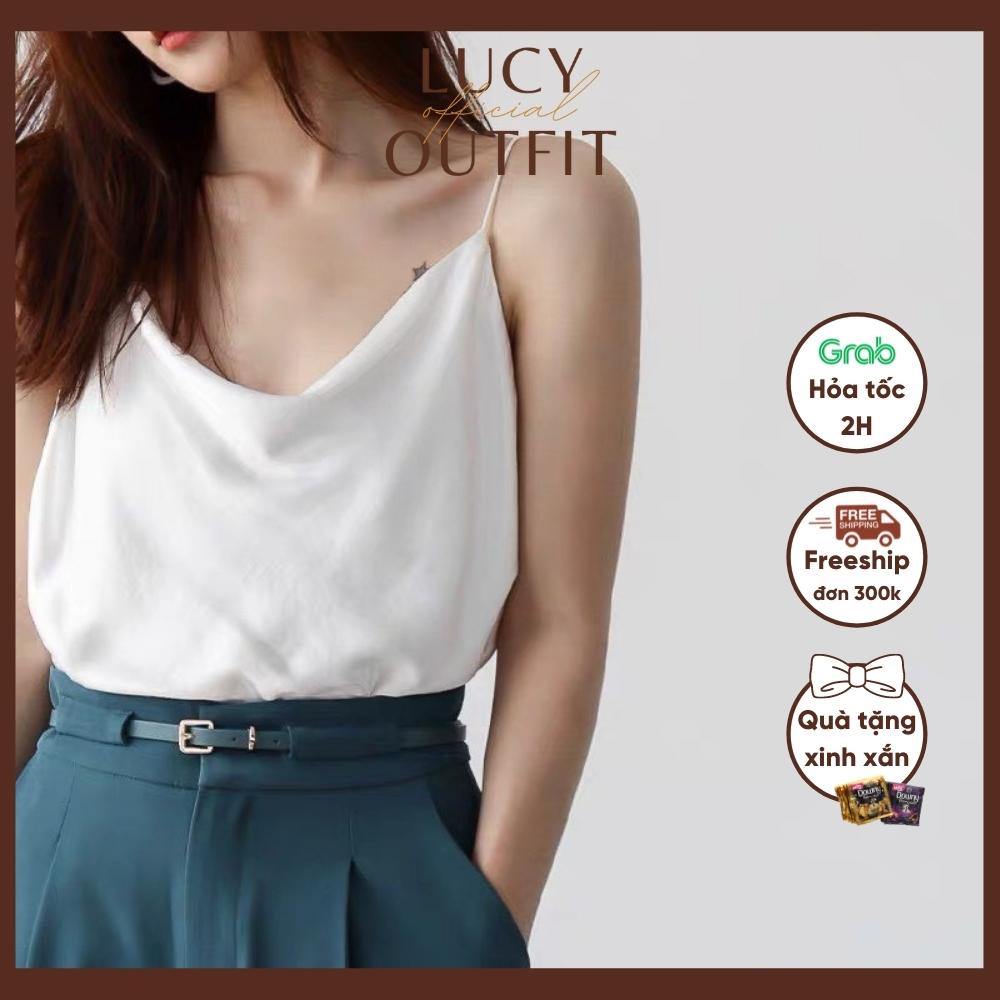 [Quà tặng là dây chun buộc tóc nữ] Áo lụa 2 dây cổ đổ Lucy Outfit thiết kế