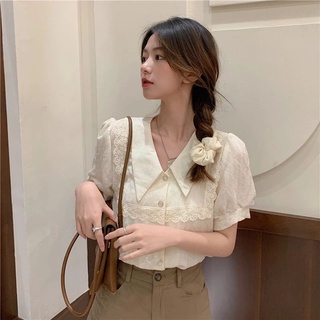 (Sẵn) ÁO SƠ MI TIỂU THƯ TAY PHỒNG PHỐI REN