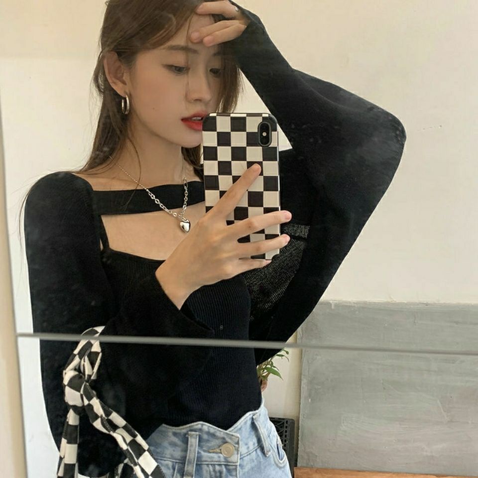 COZOK Bộ áo khoác cardigan dài tay + áo không tay thời trang