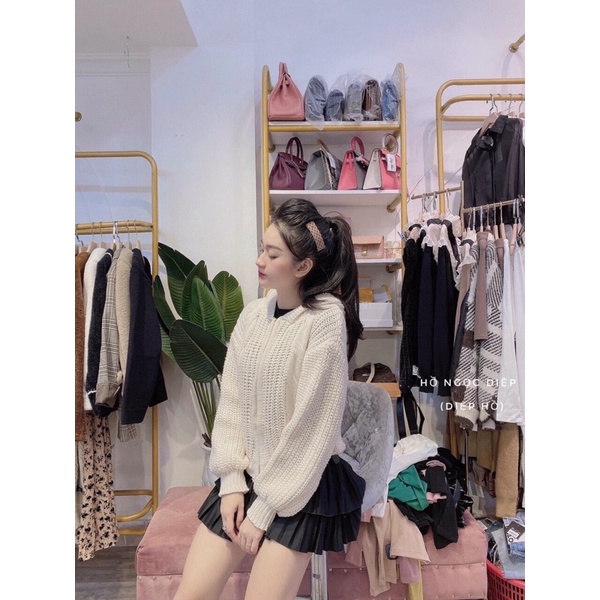 Áo Khoác len khoá mũ