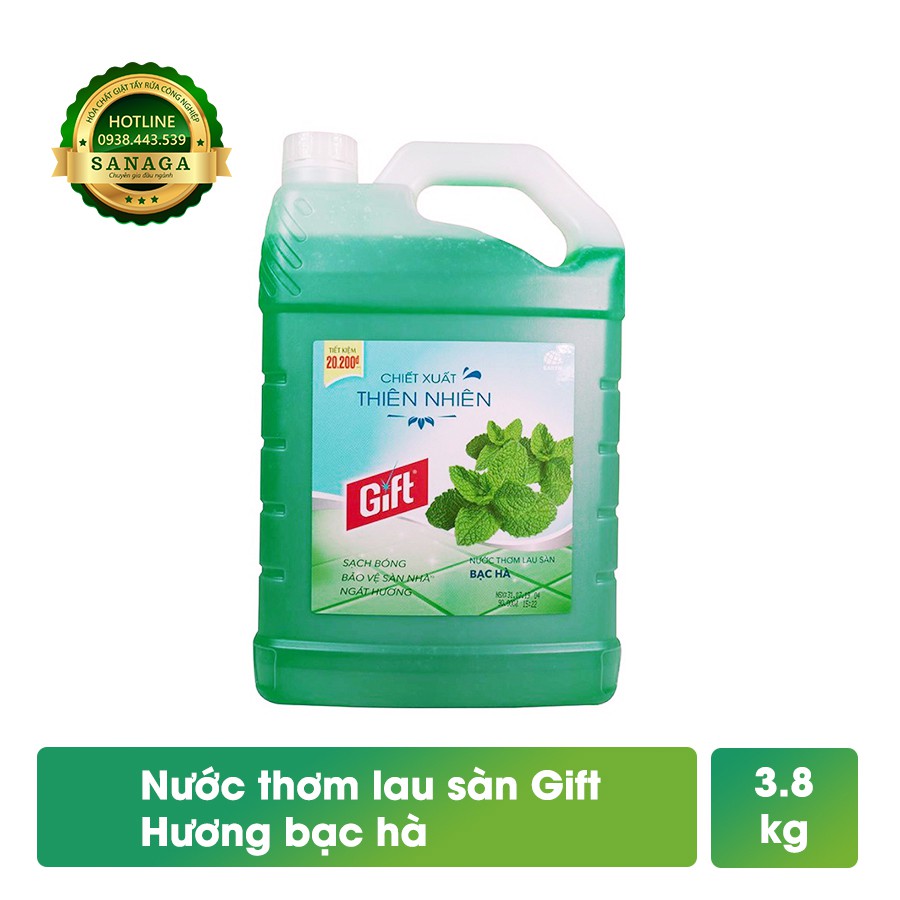 Nước Lau Sàn 💕HÀNG CHÍNH HÃNG💕 Nước lau nhà GIFT can 3Kg8 - Hương Baby Smile | Sanaga