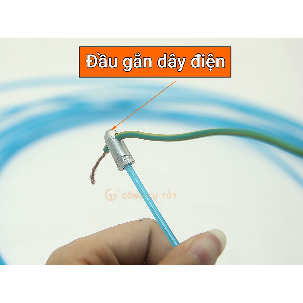 Dây mồi luồn ống lõi thép 1.2 ly vỏ xanh đầu bánh xe