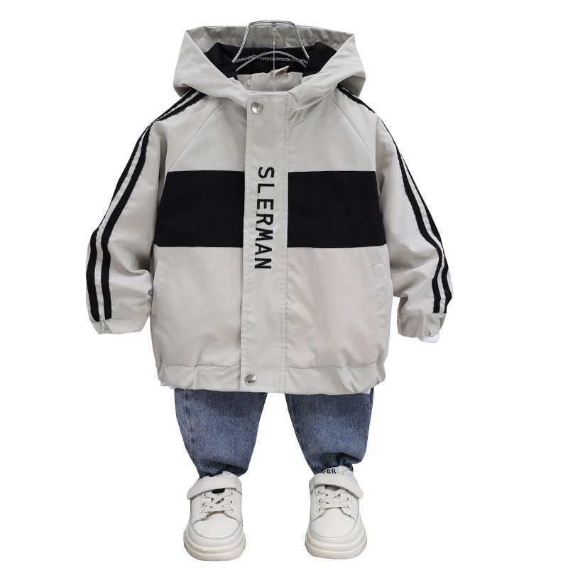 Áo Khoác Có Mũ Trùm Phối Màu Tương Phản Thời Trang Hàn Quốc Cho Bé Trai