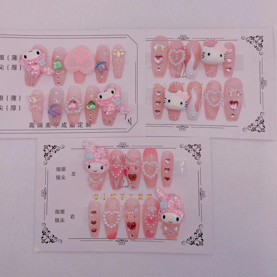 SANRIO Sticker Dán Móng Tay Hình Búp Bê Hoạt Hình 3D Dễ Thương