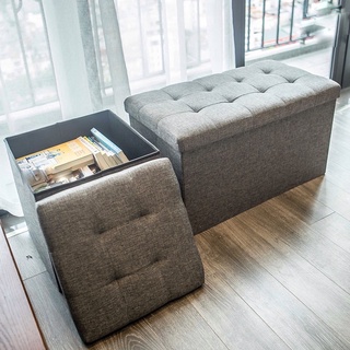 Thùng vải đựng đồ kiêm ghế ngồi khung gỗ nhân tạo bọc vải chắc chắn, tiện lợi, Ghế đựng đồ đa năng 2 trong 1 cao cấp