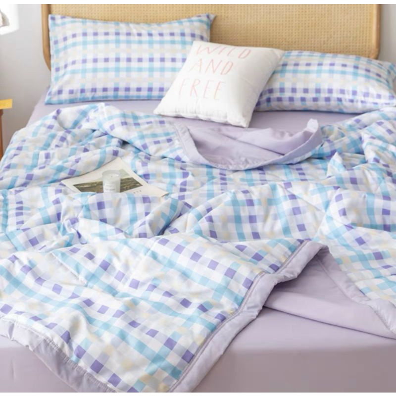 set chăn đũi kẻ, đũi silk morning về hàng chất mát mịn