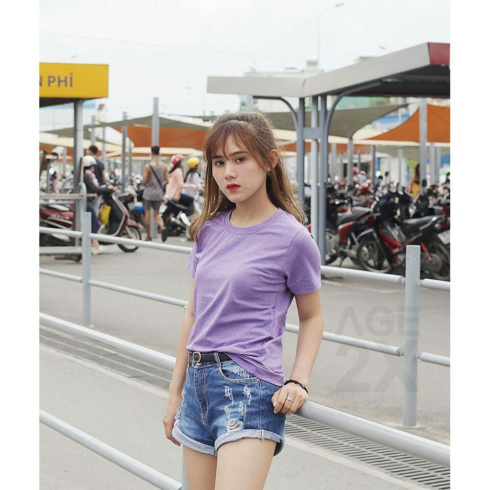 Áo Thun Nam Nữ Unisex VNXK Chính Hãng AGE2X Màu Tím Huế Đốm.