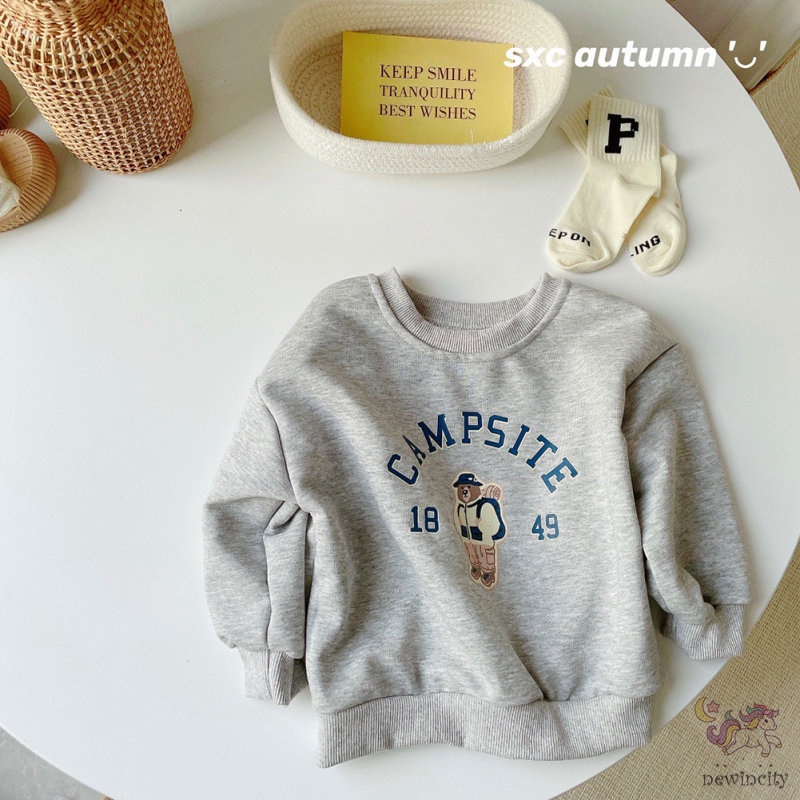 Áo Nỉ Dài Tay In Hình Gấu Hoạt Hình Thời Trang Mùa Thu Hàn Quốc Dành Cho Trẻ Nhỏ