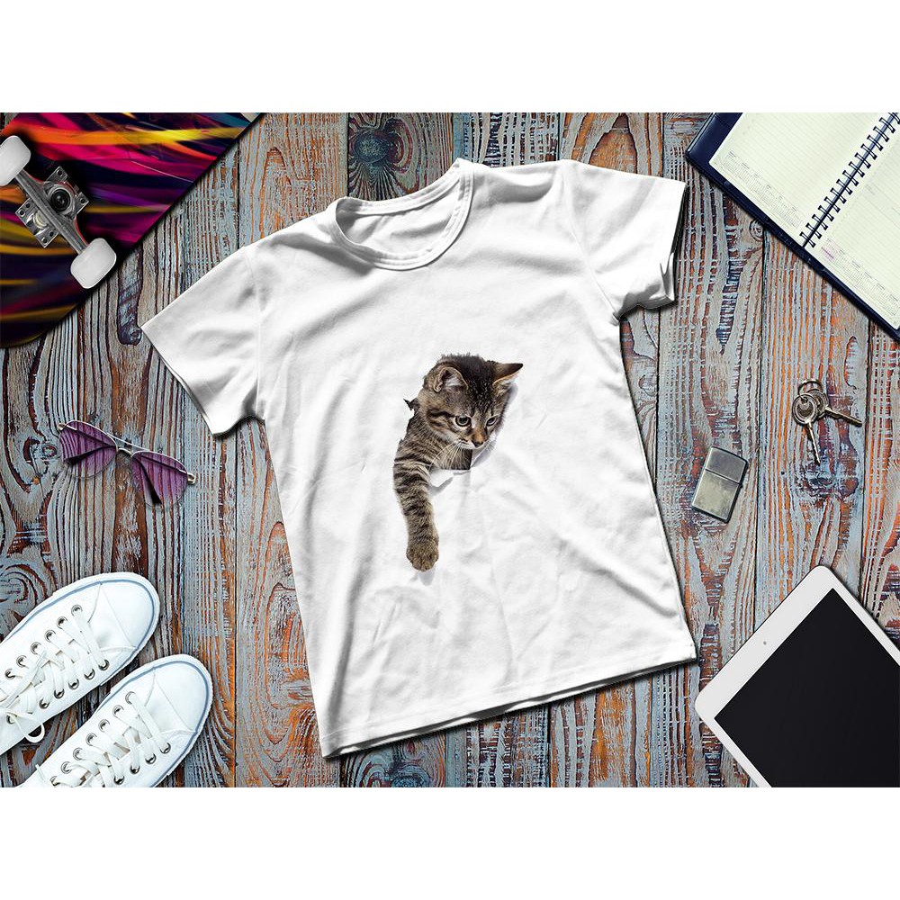 Áo Thun Cao Cấp Nghệ Thuật Hiện Đại - Dễ Thương - 3D - Mèo Con - Unisex