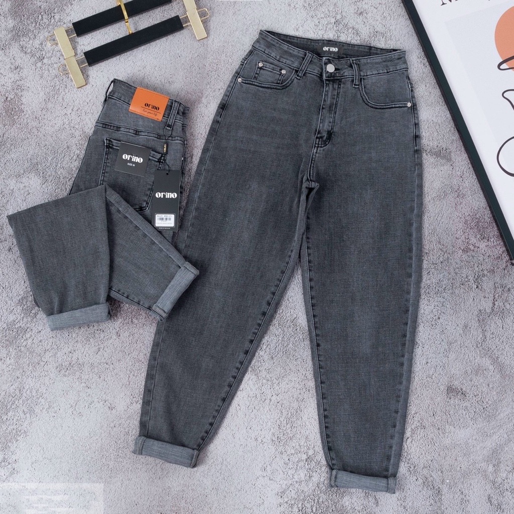 Quần jean dài phom Baggy / boyfriend co dãn mạnh, lưng cao, màu xám xước siêu hot hit 4355 MLJ
