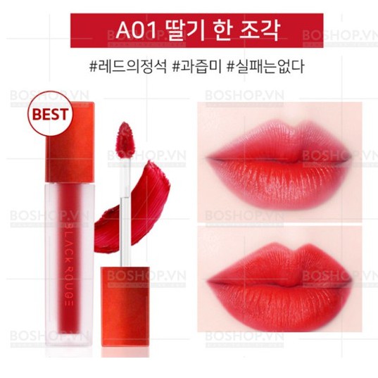 (CAM KẾT AUTH, TEM HIDDEN TAG) Son Lì Black Rouge Màu #A01 Strawberry Red (đỏ dâu)