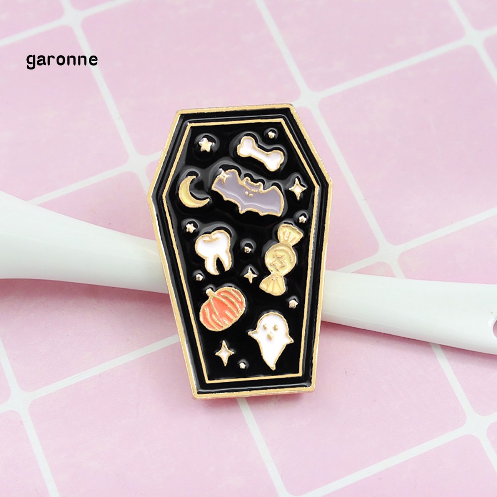 GA_Creative Coffin Enamel Brooch Pin Denim Jeans Badge Halloween Party Decoration