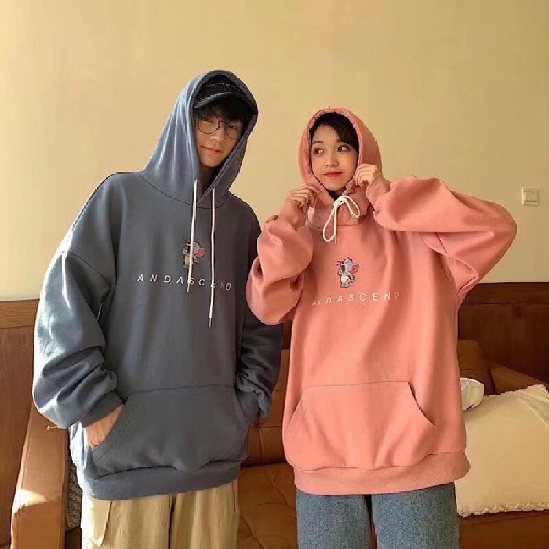 Áo Hoodie Tay Dài Dáng Rộng In Chữ Và Hoạt Hình Thời Trang Mùa Đông Nhật Bản Cho Nam Size M-8XL