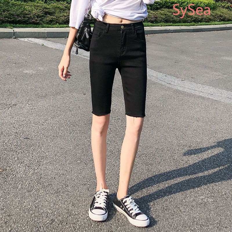 Quần Short Denim Lưng Cao Size Lớn Cho Nữ
