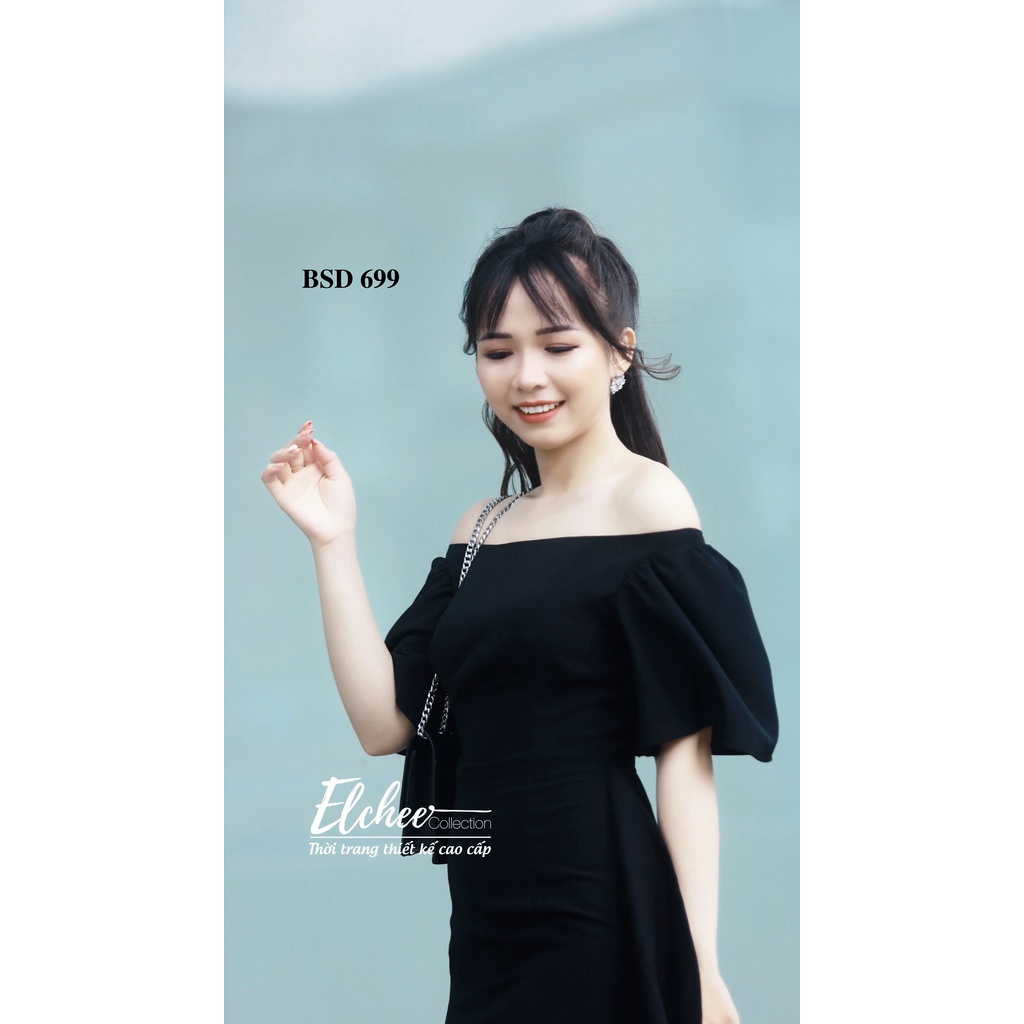 Đầm Body Trễ Vai - Đầm body trễ vai màu đen dáng dài thiết kế cao cấp Elchee Collection | BigBuy360 - bigbuy360.vn