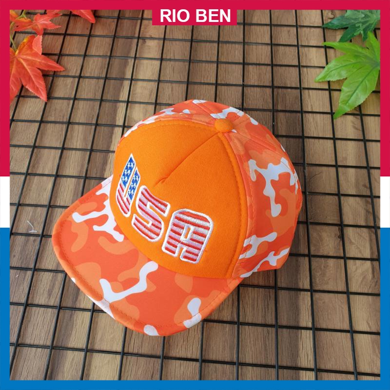 Mũ vải mềm thời trang cho bé thêu chữ USA, bé từ 1-3 tuổi RBN026