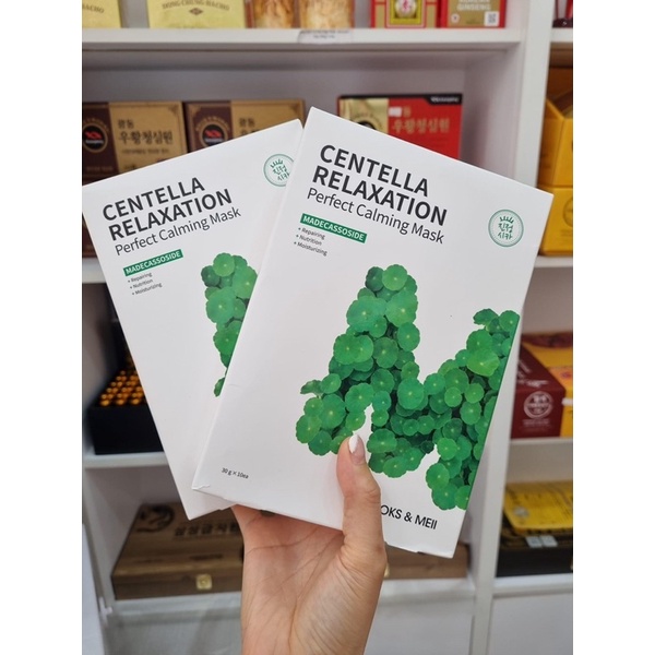Mặt Nạ Tái Sinh Tinh Chất Rau Má Cho Da Dầu Mụn LOOKS & MEII Centella Relaxation Perfect Calming Mask Laika