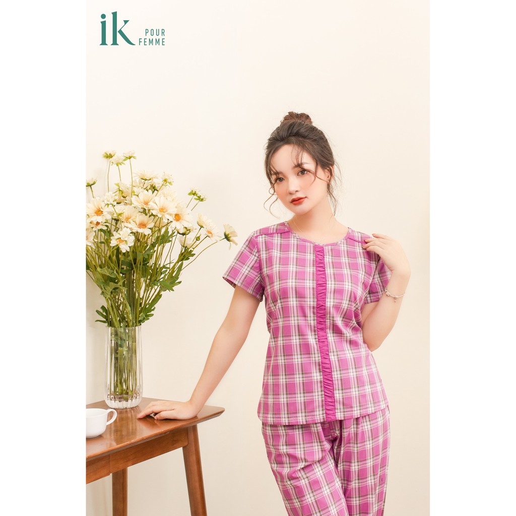 Bộ mặc nhà IK Pijama áo cộc tay quần dài vải KT 0186 Giá 385.000đ