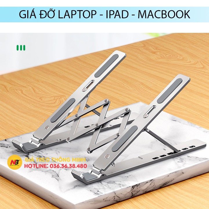 Giá đỡ laptop stand nhôm hỗ trợ tản nhiệt - Có thể gấp gọn chỉnh độ cao - Để laptop ipad macbook surface N3 / LS501