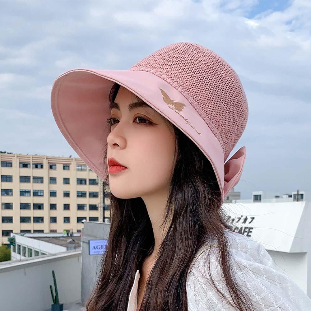 Mũ Bucket Thắt Nơ Chống Tia Cực Tím Thoáng Khí Phong Cách Hàn Quốc Cá Tính Mùa