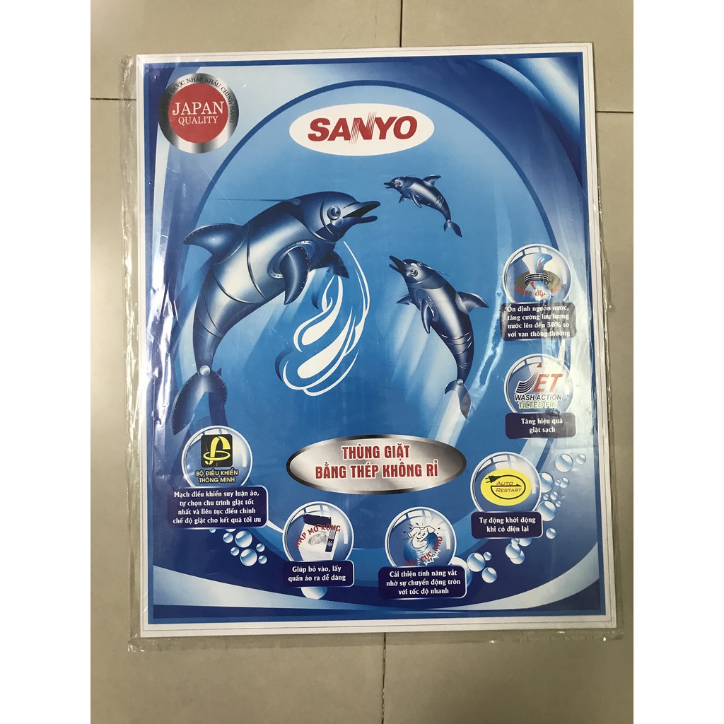 Tem dán máy giặt Sanyo Aqua/ Miếng dán máy giặt Sanyo (mẫu 5)