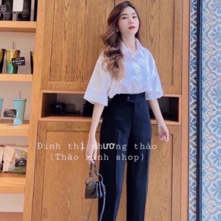 Sét quần Tây + áo sơ mi tay lỡ phom rộng