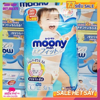 [XẢ KHO] Bỉm Moony Xanh Dán/Quần Nội Địa Nhật Đủ Size Nb90/S84/M64/M58/L54/L44/XL38