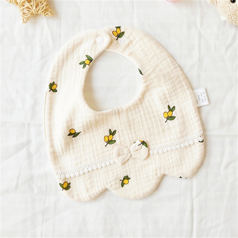 Yếm Ăn Cotton Họa Tiết Dâu Tây / Cherry Hoạt Hình Dễ Thương Cho Bé