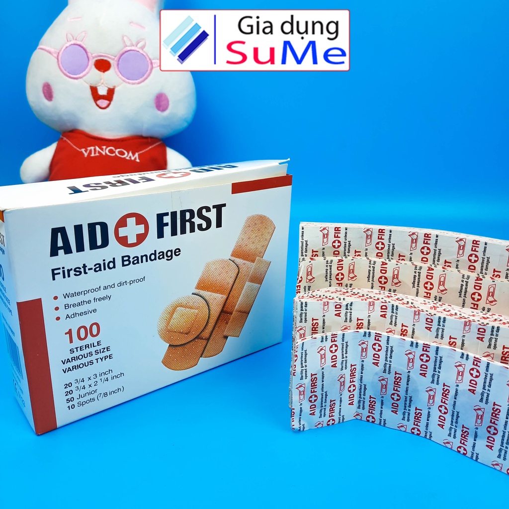 Hộp 100 băng gâu cá nhân, băng gâu y tế các kích thước