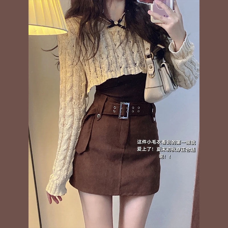 Set Áo Len + Chân Váy Lưng Cao Thời Trang Cho Nữ