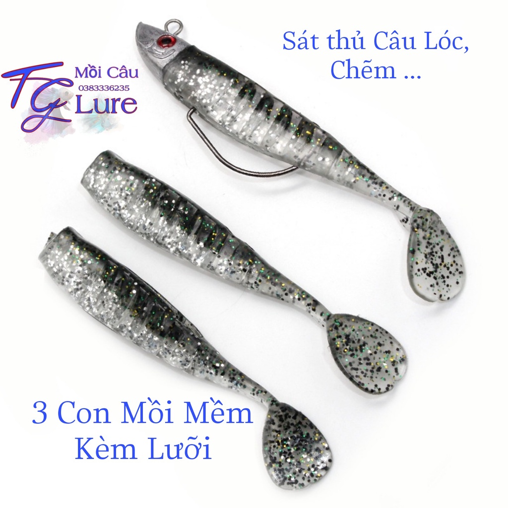 Combo 3 Con Mồi Mềm Kèm Lưỡi ( 1 vỉ 3 con kèm lưỡi )