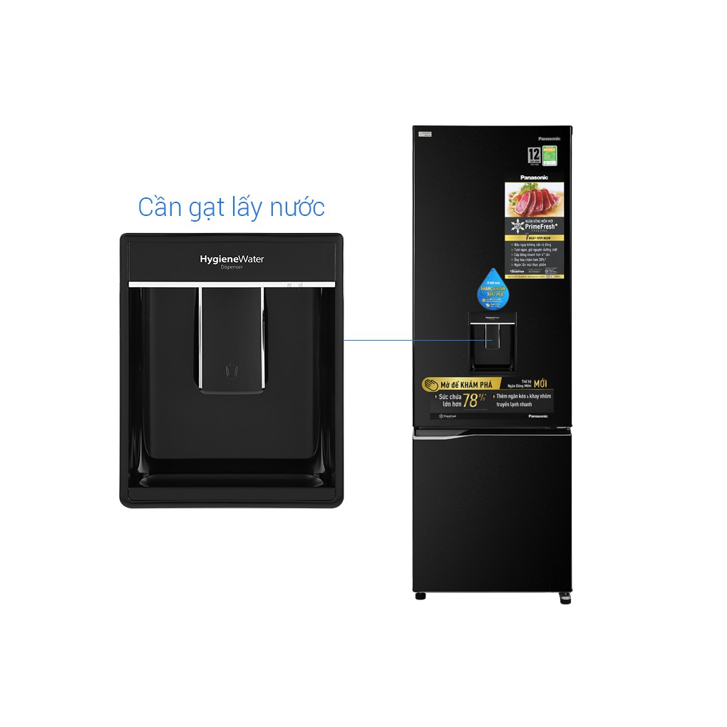 Tủ lạnh Panasonic Inverter 322 lít NR-BC360WKVN - Lấy nước ngoài kháng khuẩn,Lấy nước bên ngoài, giao hàng miễn phí HCM