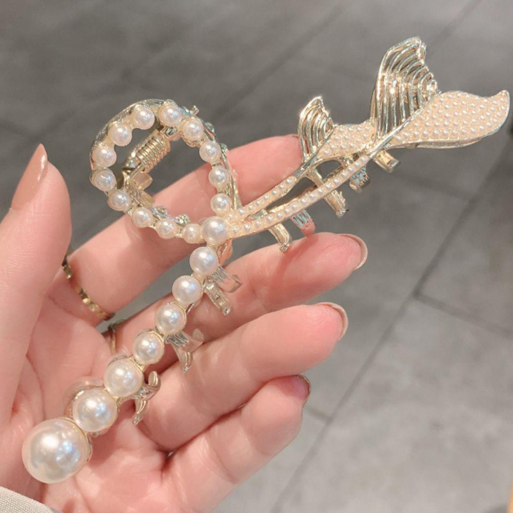 Kẹp Tóc Màu Ngà Hình Đuôi Cá Mập Cỡ Lớn Hợp Thời Trang Cho Nữ