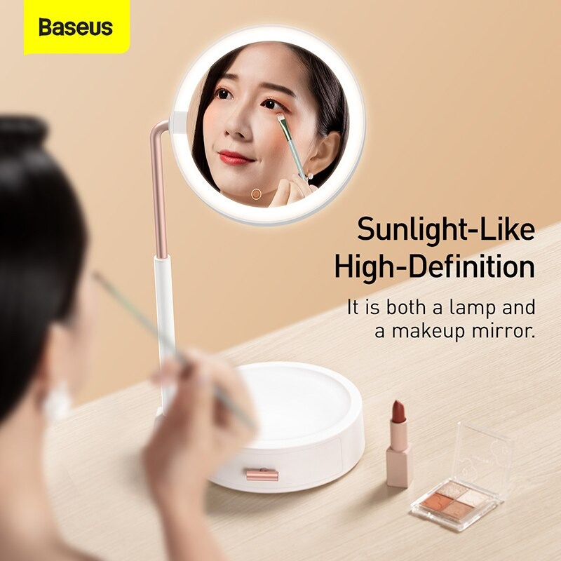 Gương trang điểm Baseus Smart Beauty có LED di động 3 Màu chiếu sáng Bàn trang điểm mỹ phẩm Cảm ứng