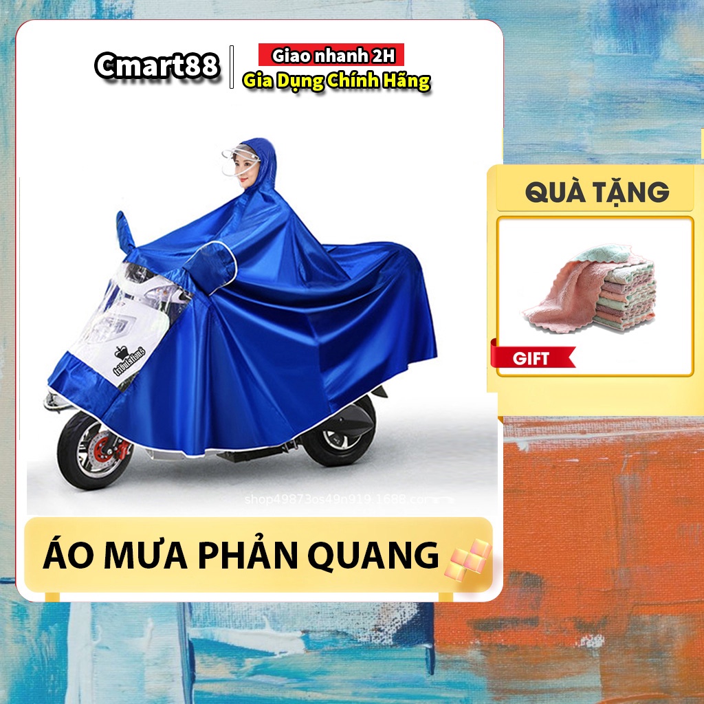 Áo mưa phản quang 1 người và 2 người có kính chắn nước che mặt cao cấp, Áo mưa cao cấp chống thấm kèm túi chùm gương