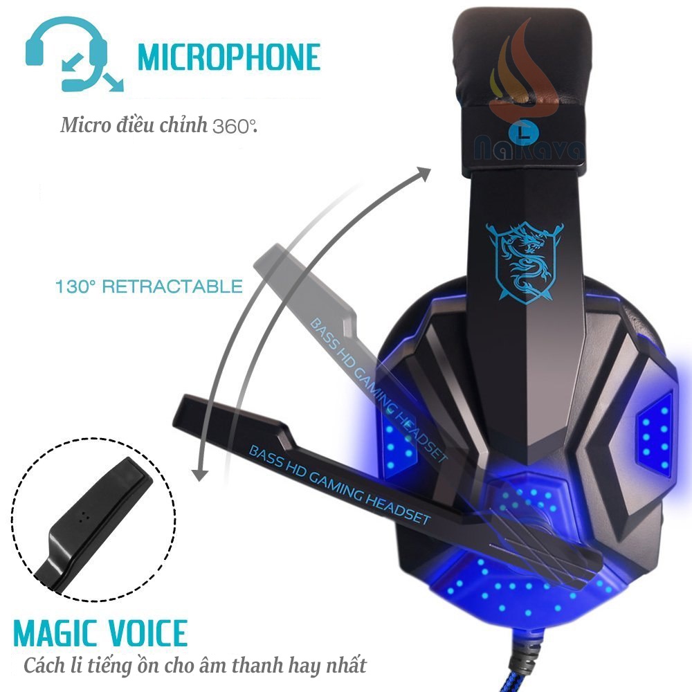 Tai nghe chụp tai gaming có mic PLEXTONE PC780 | Có đèn LED, Âm thanh vòm