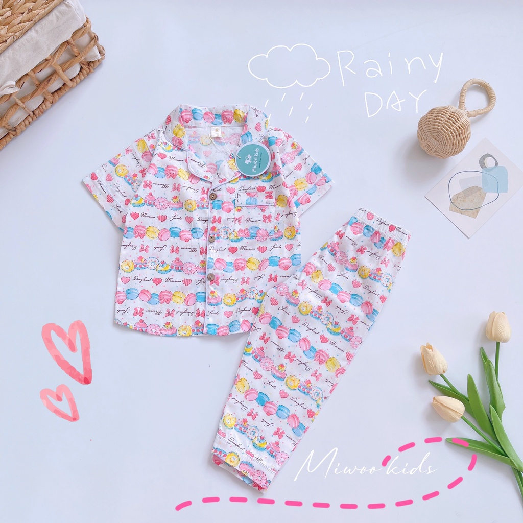 Pijama đồ ngủ ngắn tay bé trai bé gái Miwoo kid