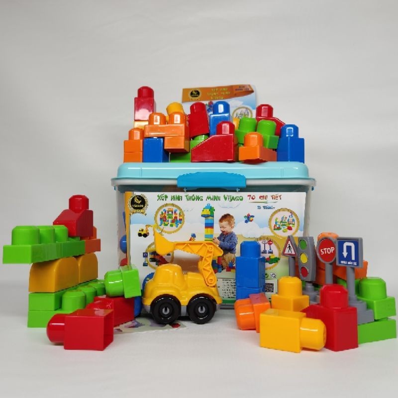 Đồ Chơi Xếp Hình Thông Minh 70 Chi Tiết Vijago Có Hộp Đựng Hàng Việt Nam