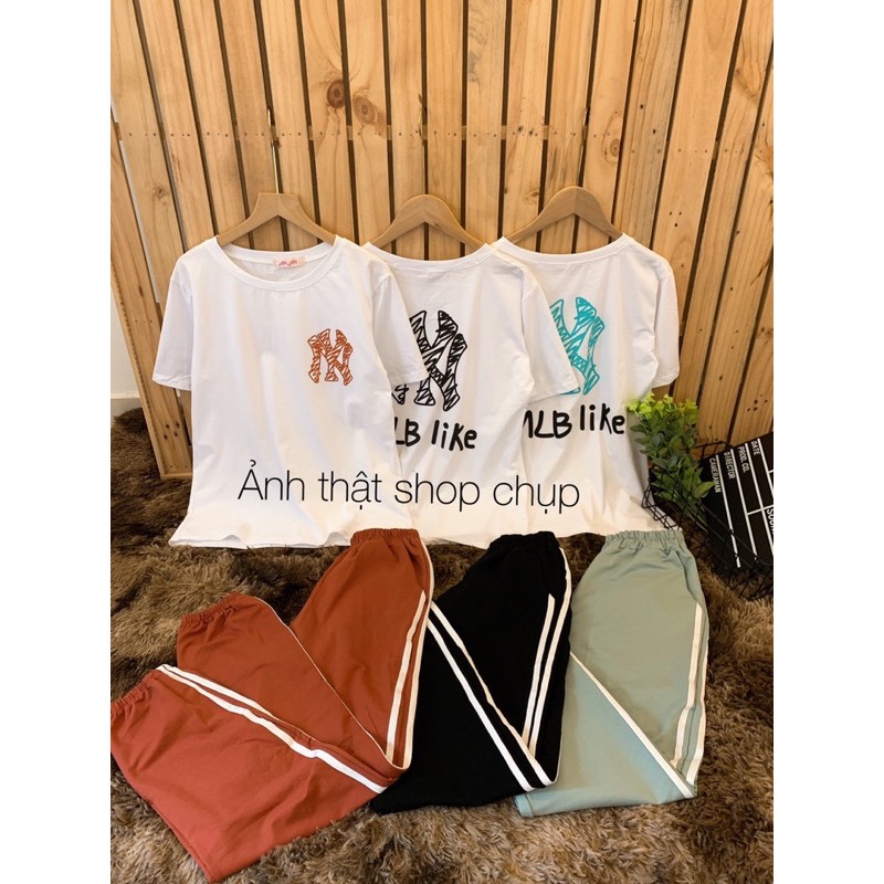 Set Thể Thao Áo Thun + Quần Bom Sọc