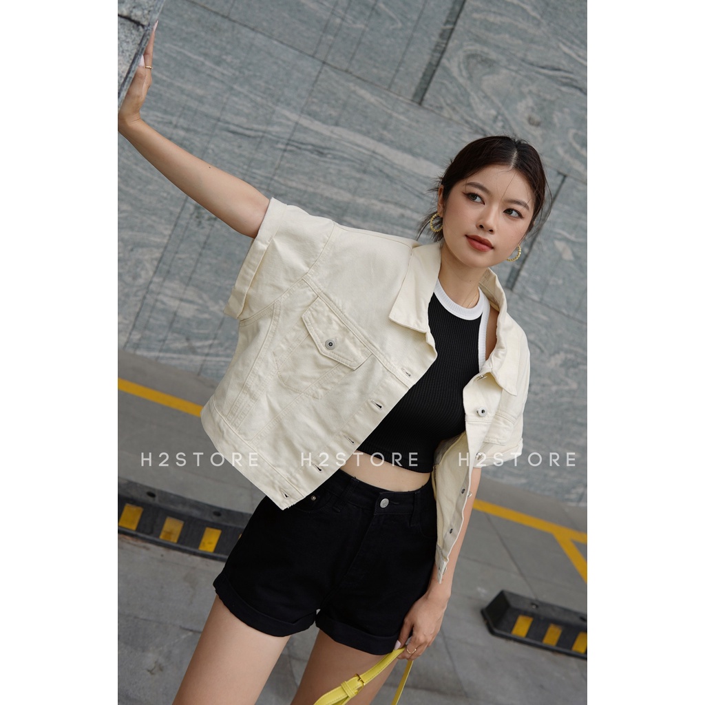 ÁO JEAN TAY NGẮN CROPTOP