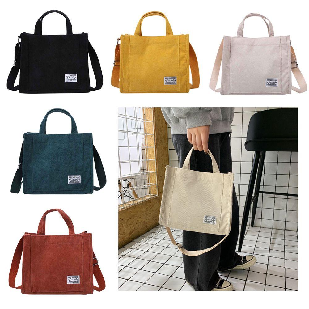 Túi Đeo Vai Vải Nhung Cotton Phối Vải Canvas Cỡ Nhỏ Phối Khóa Kéo Phong Cách Cổ Điển Xinh Xắn Cho Nữ