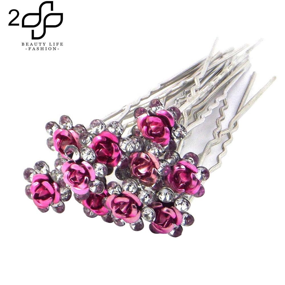 10 kẹp tóc mạ bạc đính đá hoa