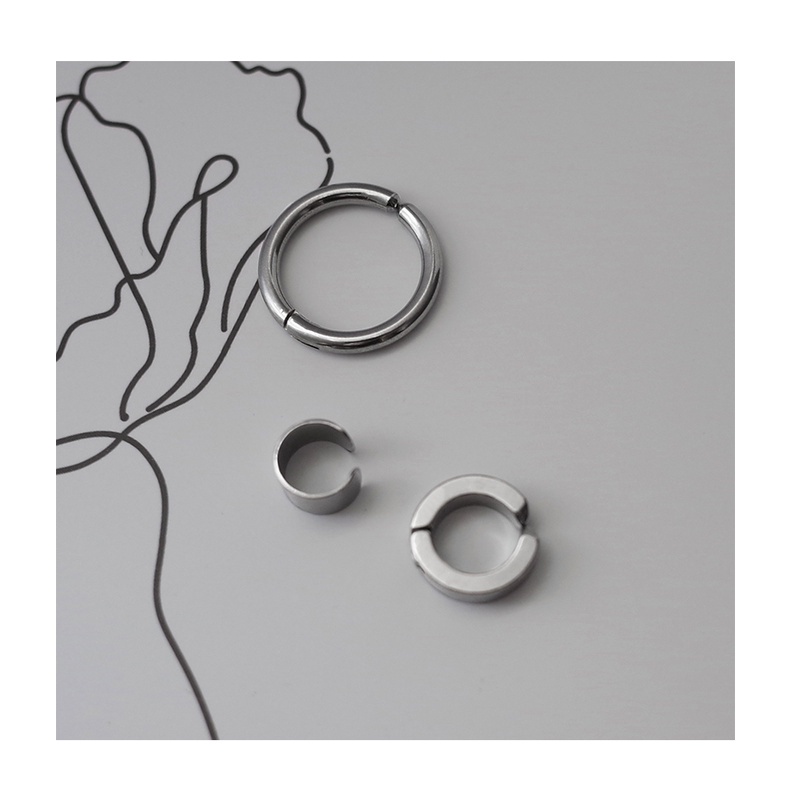 Khuyên Tai Dạng Kẹp Hình Tròn Phong Cách Hip Hop 19A1224