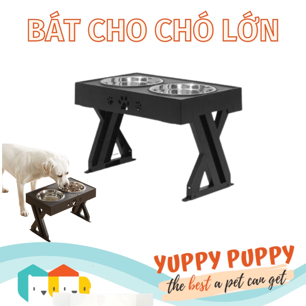 [Đ𝐮̉ 𝐬𝐢𝐳𝐞] Hipidog Bộ Bát ăn với giá nâng thép chống gỉ có thể điều chỉnh độ cao cho chó size bé và lớn