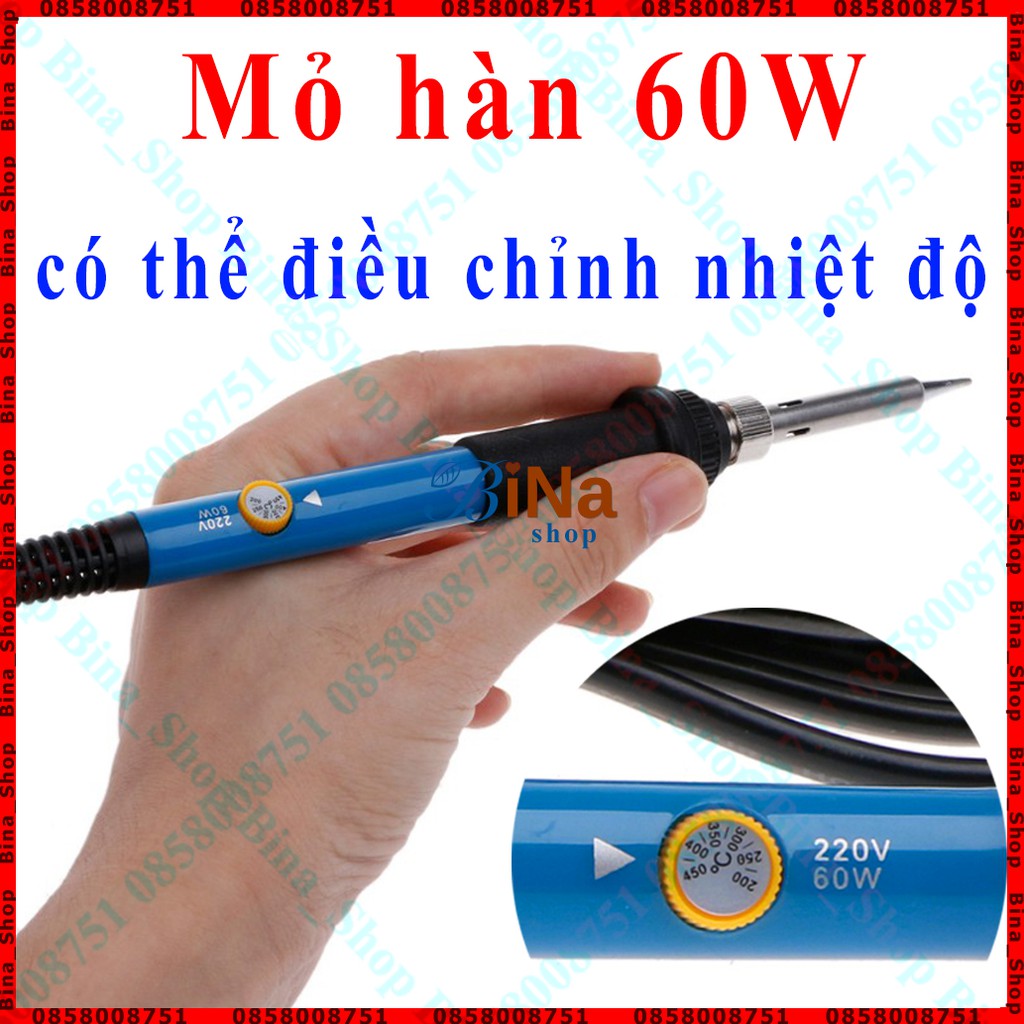 Mỏ hàn 220v 60W có núm điều chỉnh nhiệt độ 200°C-450°C