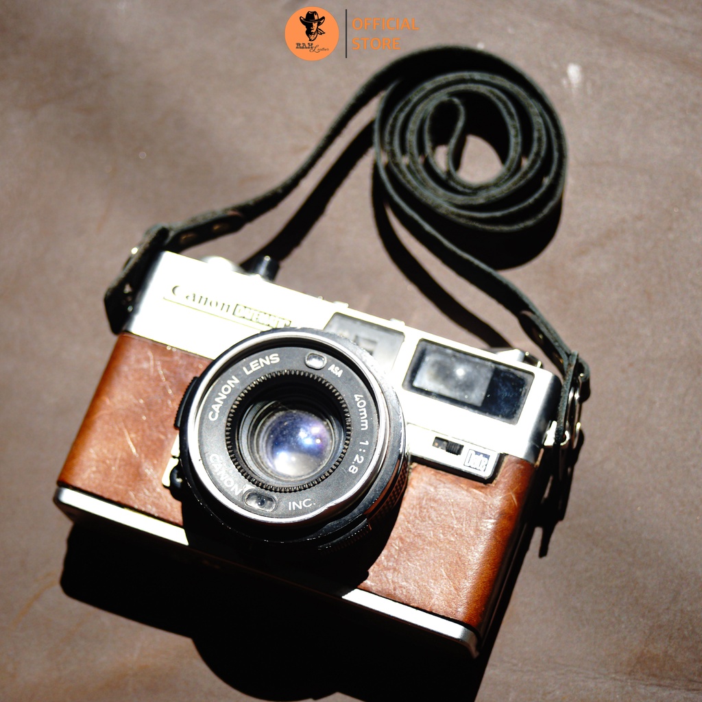 Dây đeo máy ảnh Canon / Nikon / Sony / Fujifilm da bò màu đen - RAM Leather A2