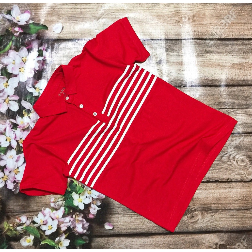 Áo thun bé trai mát mẻ, ngắn tay in phối sọc ngang, kiểu cổ trụ - Quần áo trẻ em - SockiMall.
