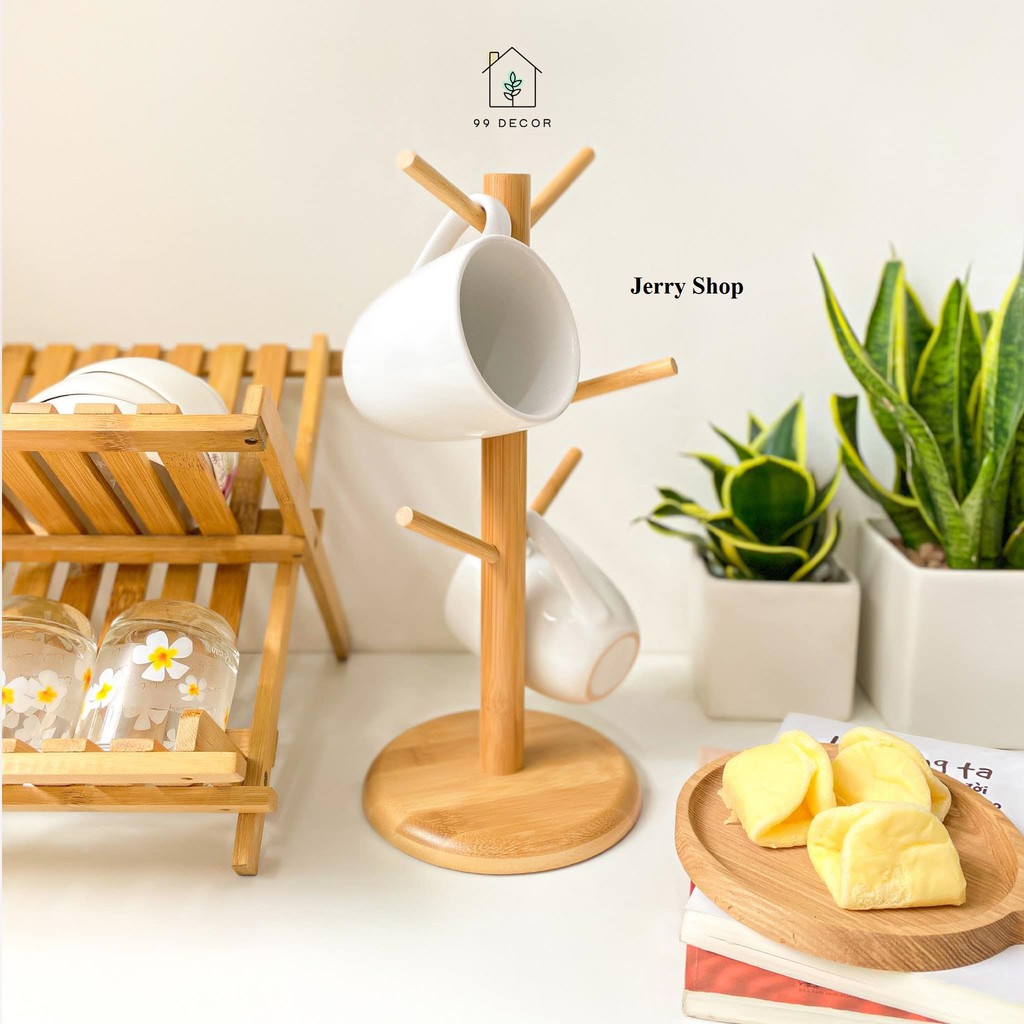 Kệ treo ly bằng gỗ tự nhiên Vintage (LOẠI ĐẸP)