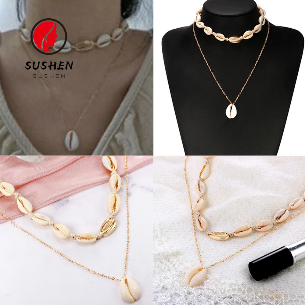 Vòng Cổ Choker Nhiều Lớp Mặt Vỏ Sò Thời Trang Mùa Hè Phong Cách Bohemian Cho Nữ